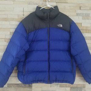 North Face Mens XXL 2X Blue Nuptse Puffer Jacket Winter Goose Down Coat Black